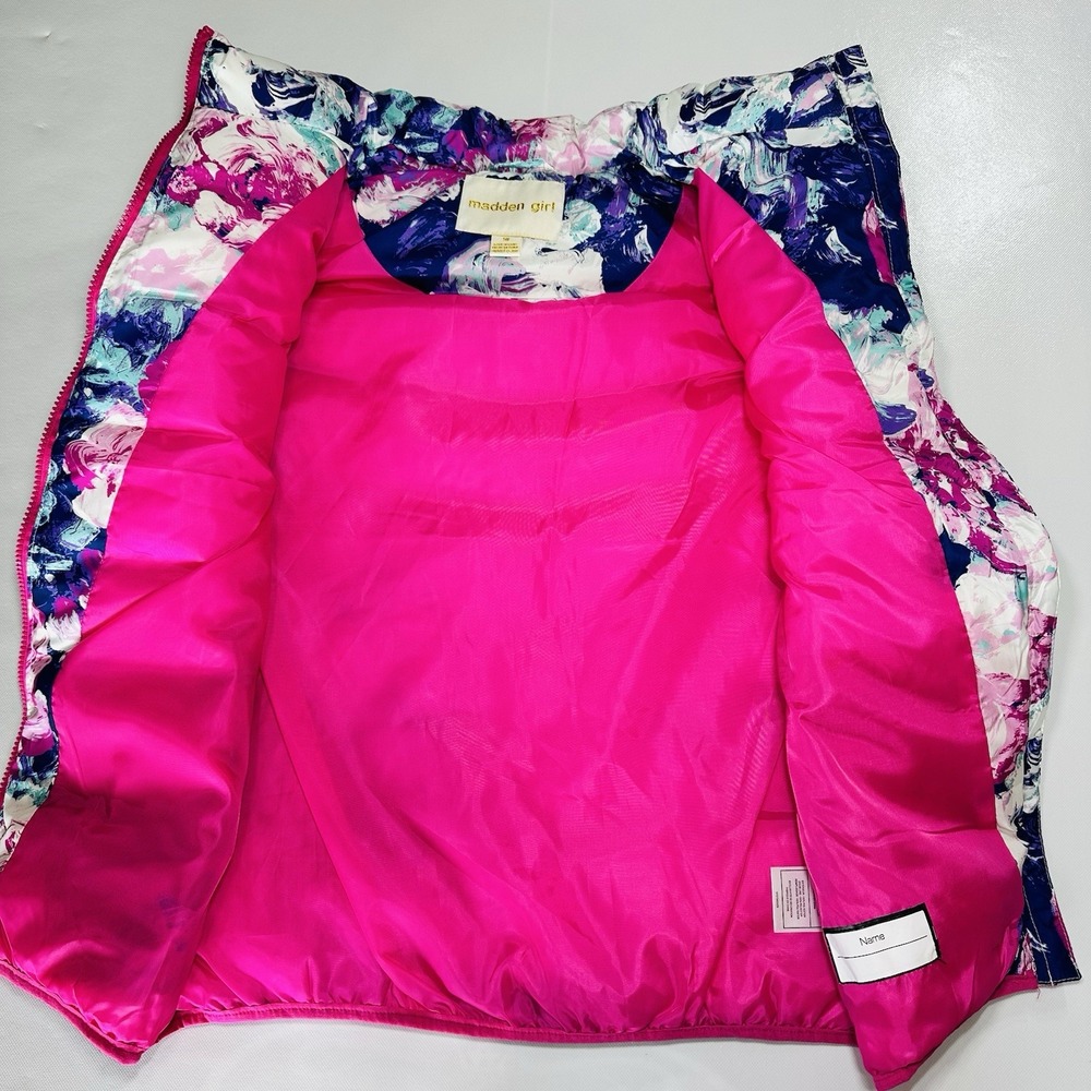 Madden Girl Girls Juniors Puffer Vest Size 18 NWT Floral Print Zip Front Quilted - Picture 9 of 9